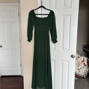 Elegant Green Long Sleeve Dress